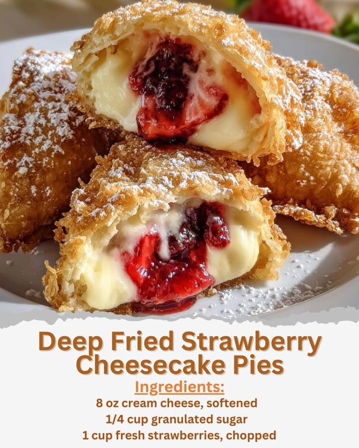 Deep Fried Strawberry Cheesecake Pies