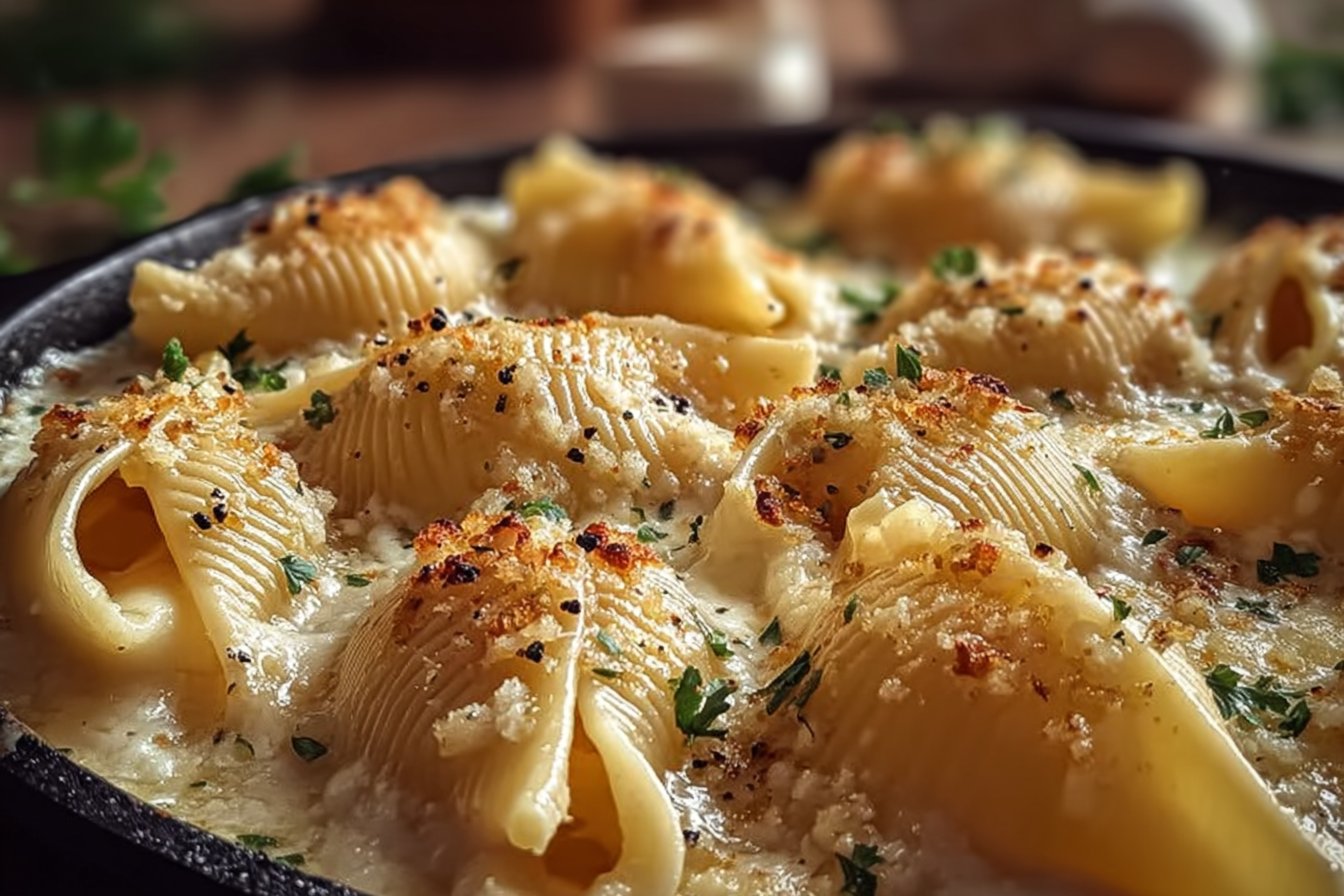 Garlic Butter Chicken Alfredo Stuffed Shells