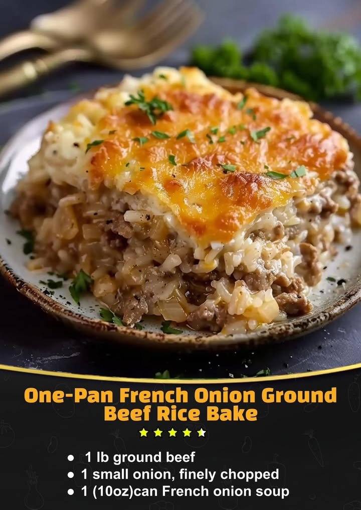 One-Pan French Onion Ground Beef Rice
