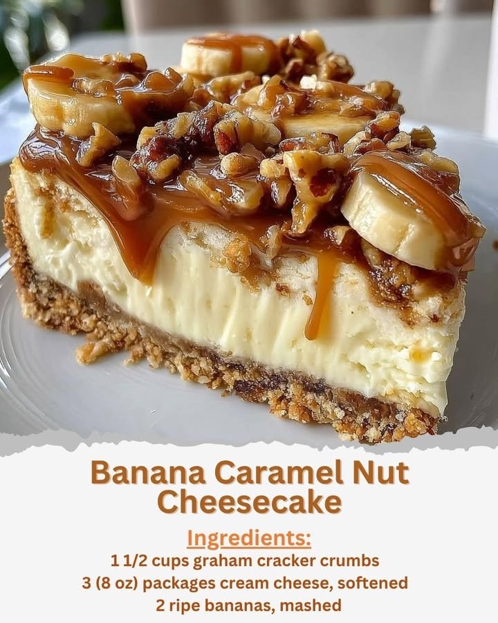 Banana Caramel Nut Cheesecake