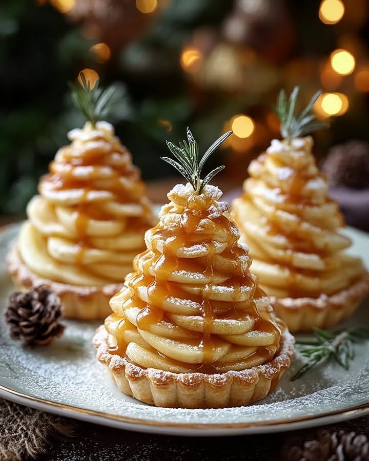 Caramel Apple & Brie Christmas Tree Tartlets