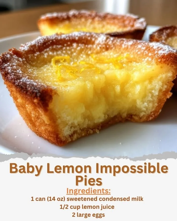 Delicious Baby Lemon Impossible Pies served on a plate