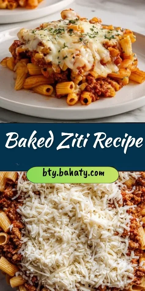Delicious homemade Baked Ziti topped with melted cheese and fresh herbs