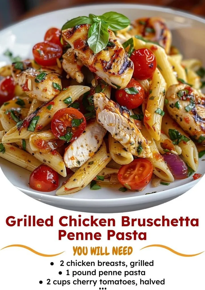 Delicious Bruschetta Chicken Pasta with fresh ingredients and vibrant colors