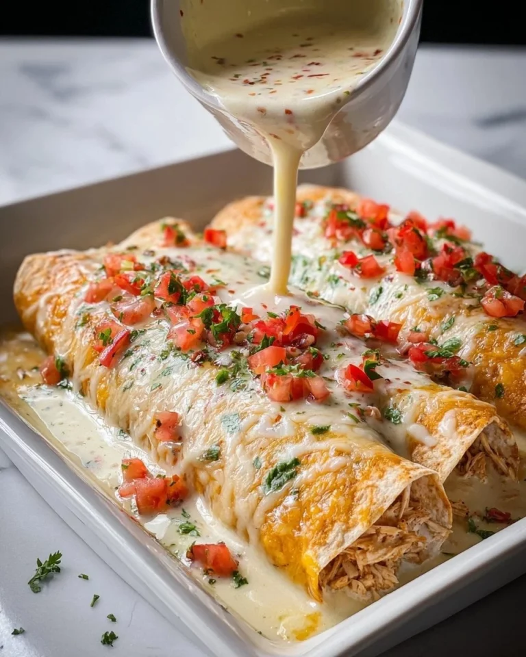 A plate of cheese chicken enchiladas topped with sour cream and cilantro