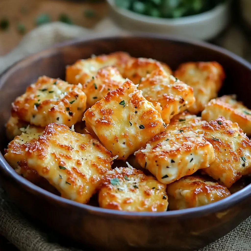 Plate of crispy Parmesan Mozzarella Bites served with dipping sauce