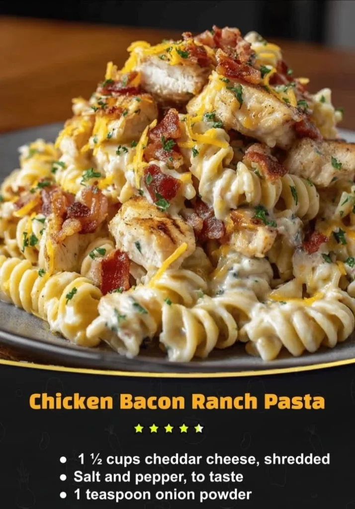 Delicious Chicken Bacon Ranch Pasta served in a bowl with fresh herbs