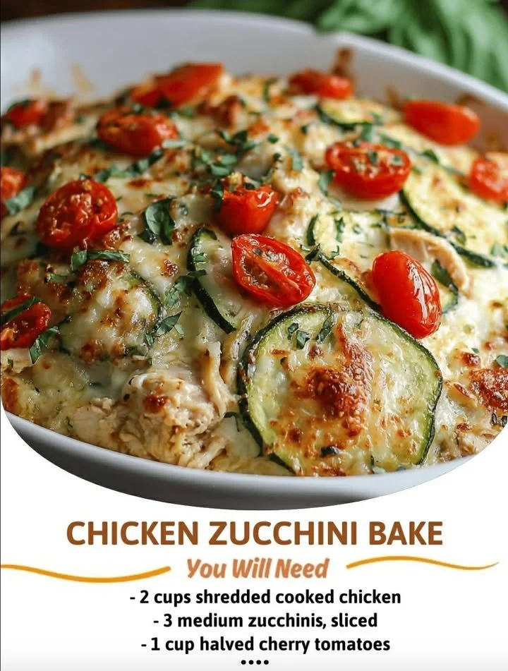 Delicious Chicken Zucchini Bake served in a vibrant dish