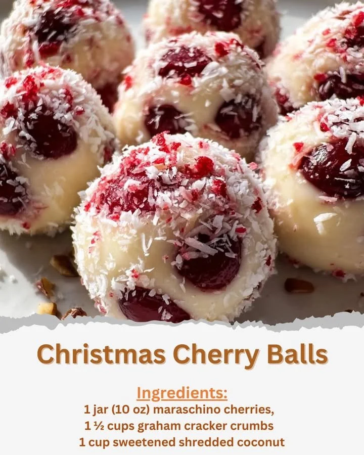 A plate of colorful Christmas Cherry Balls, a festive holiday treat.
