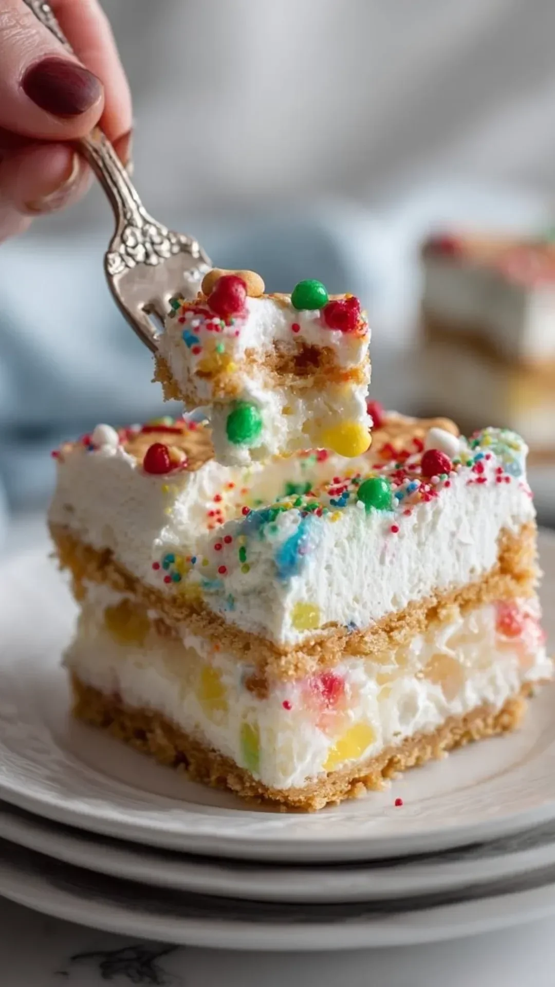 Delicious Christmas Cookie Lush dessert with festive decorations