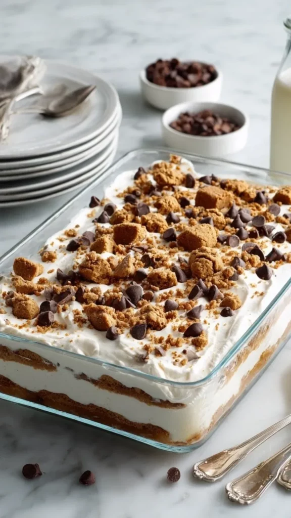 Delicious Cookie Lasagna dessert with layers of cookies and cream