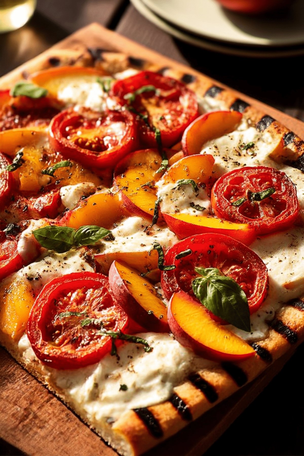 Grilled Tomato-Peach Pizza