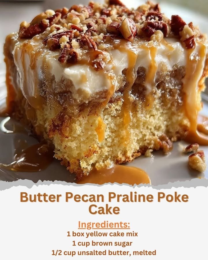 Butter Pecan Praline Poke Cake