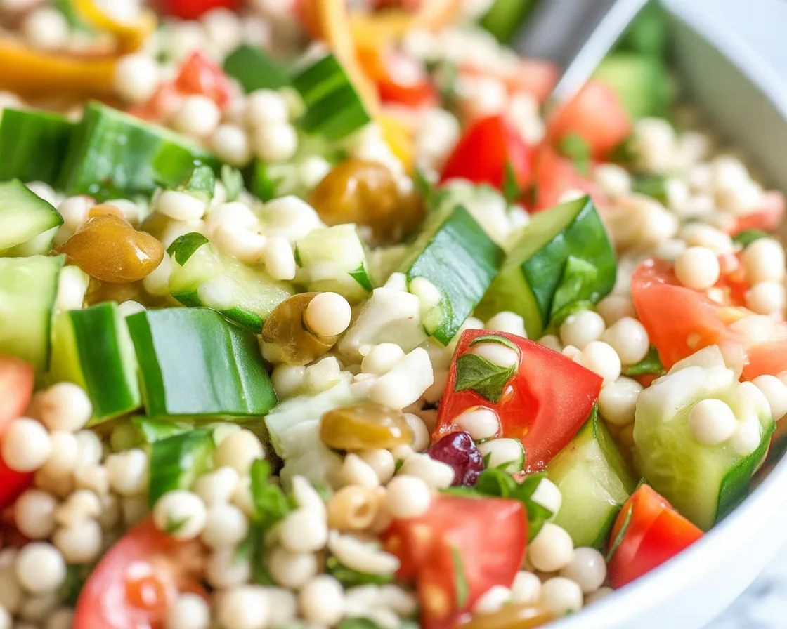 Feta-Cranberry Israeli Couscous Salad with Mint and Lemon Dressing