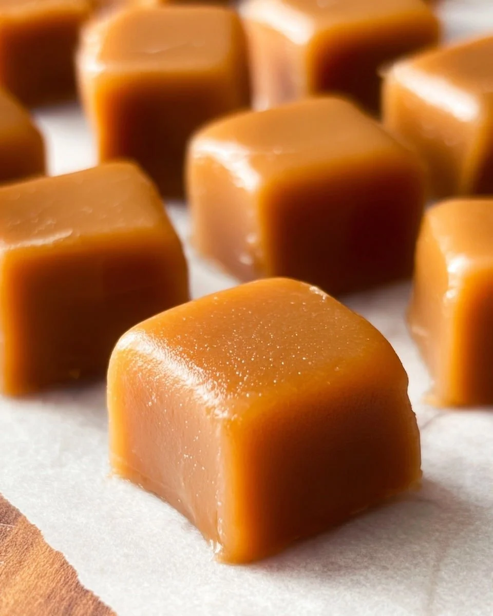 Delicious homemade Fireball Whiskey Caramels in a decorative dish.