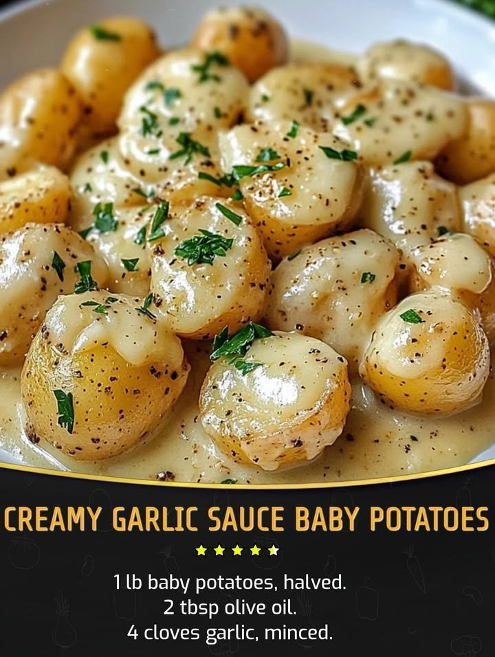 Creamy Garlic Sauce Baby Potatoes