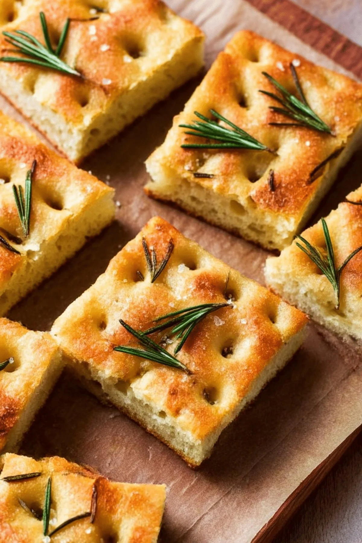 Homemade gluten-free focaccia bread topped with herbs and olive oil