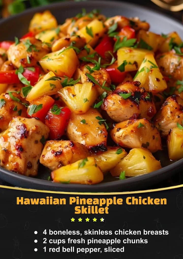 Hawaiian Pineapple Chicken Skillet with colorful vegetables