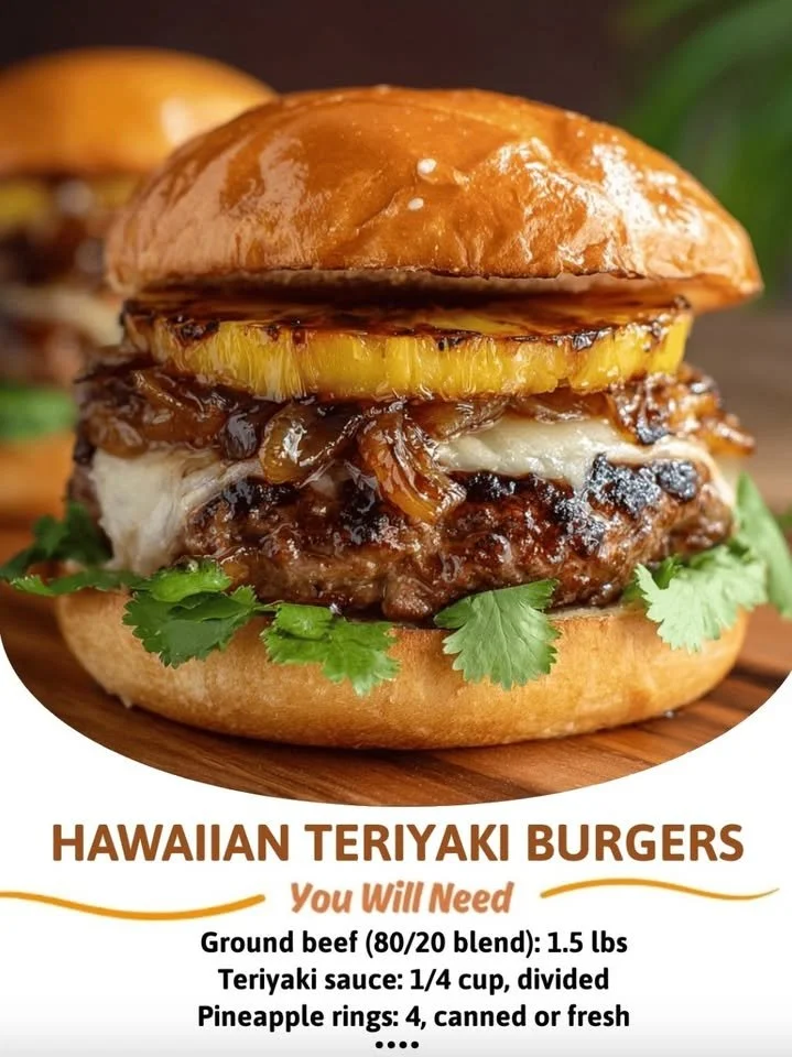 Hawaiian Teriyaki Burger with grilled pineapple and teriyaki sauce
