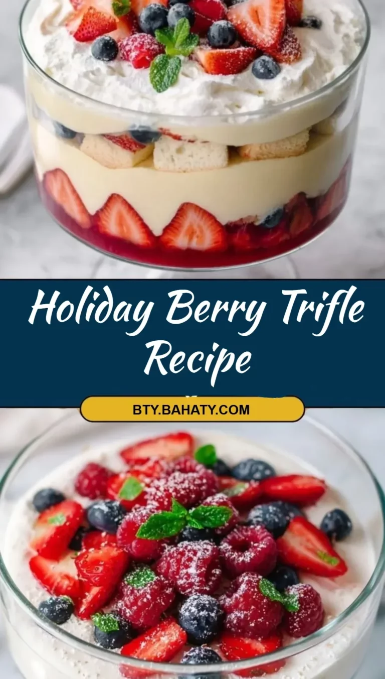 Delicious Holiday Berry Trifle made with fresh berries and creamy layers.