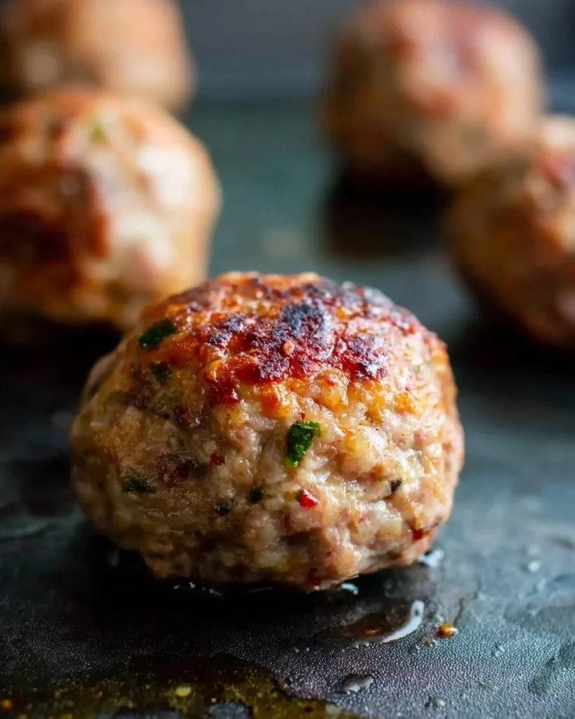 Delicious homemade baked meatballs fresh out of the oven