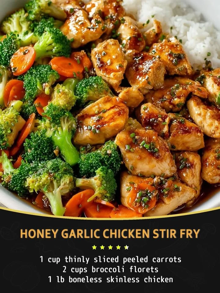 Honey Garlic Chicken Stir Fry served with colorful vegetables on a plate.