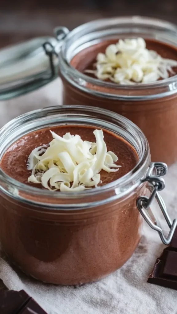 Homemade chocolate pudding served in a bowl with a spoon