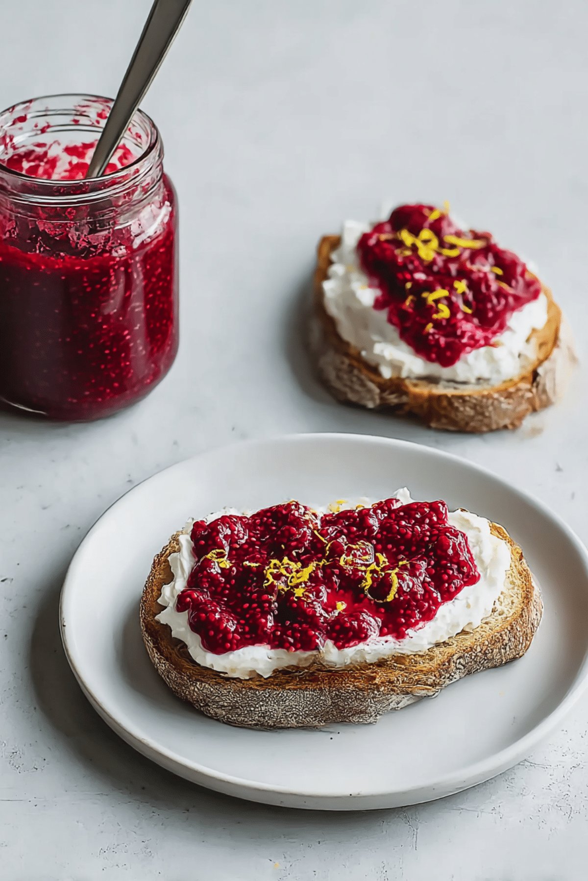 Sourdough with Whipped Cottage Cheese and Raspberry Chia Jam