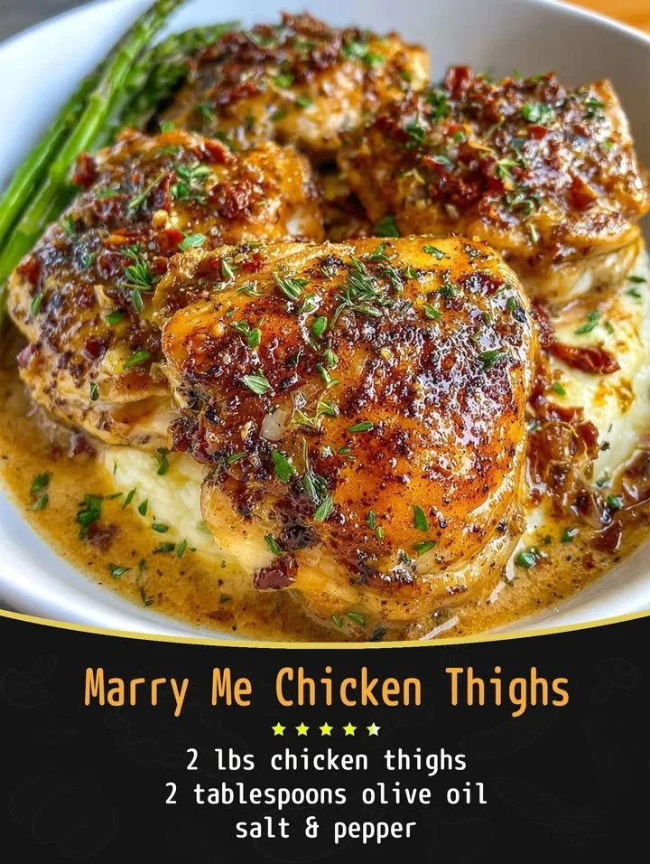 Delicious Marry Me Chicken Thighs served on a plate with herbs and spices
