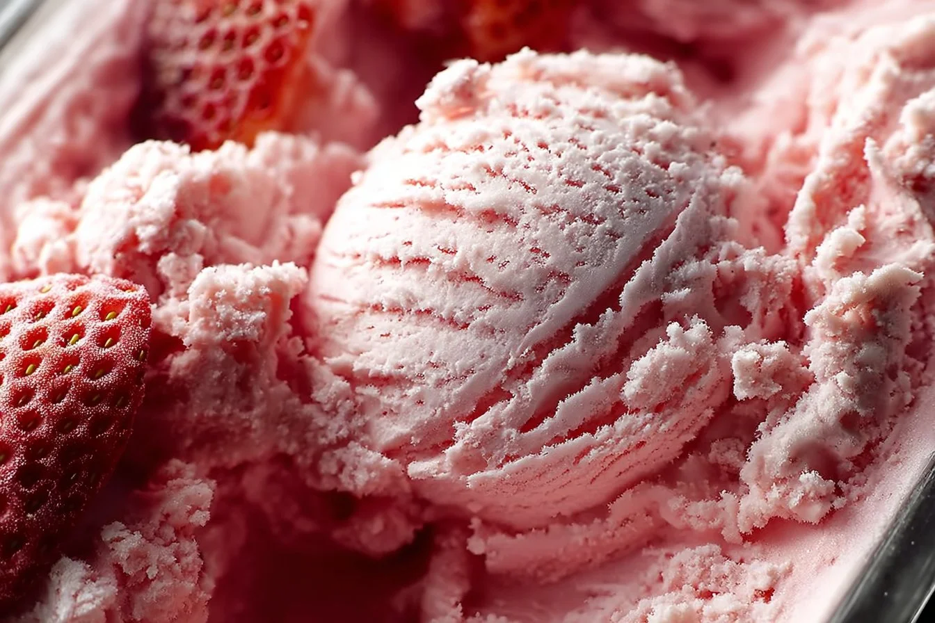 Delicious no churn strawberry ice cream dessert in a bowl