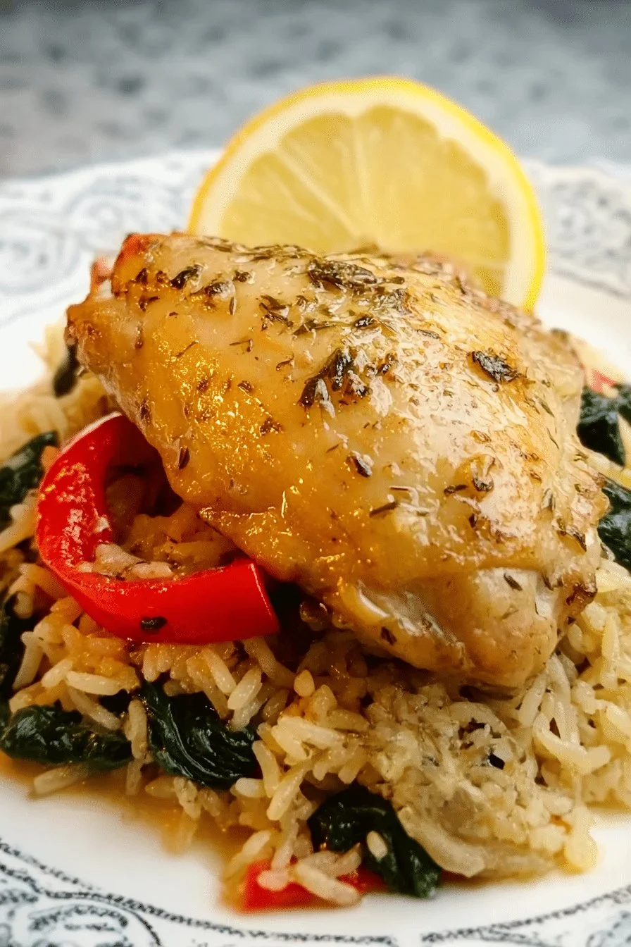 One Pot Garlic Butter Chicken Thighs served with herbs and spices