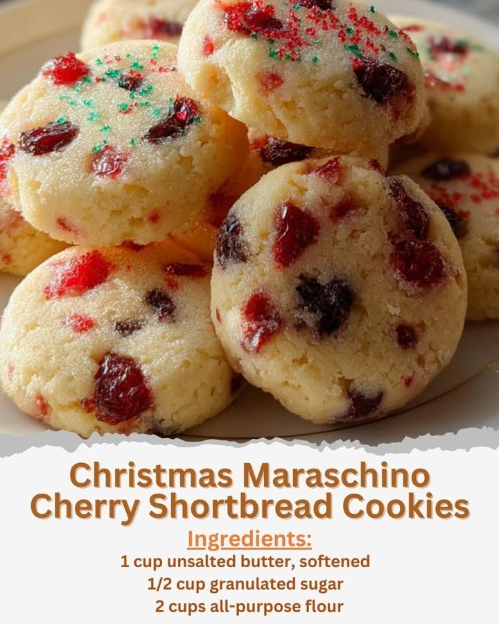 Christmas Maraschino Cherry Shortbread Cookies