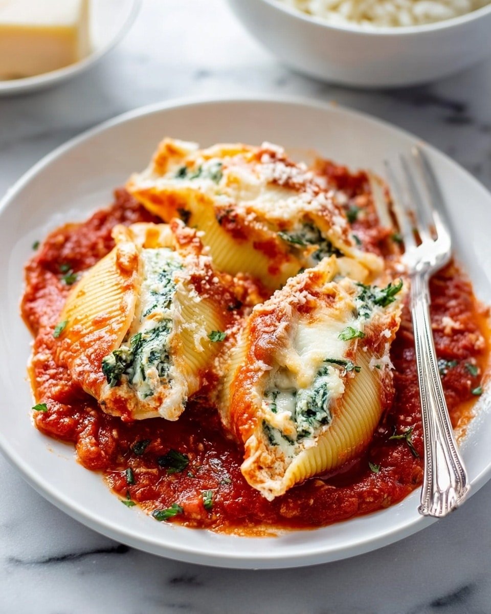 Cheesy Spinach Stuffed Shells with Marinara Recipe