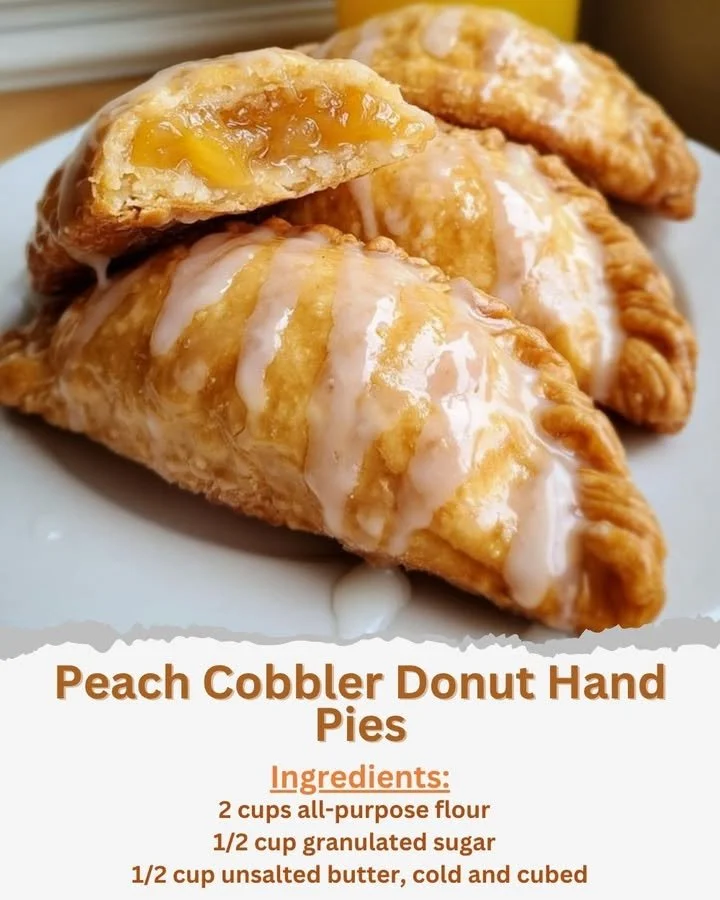 Peach Cobbler Donut hand pies filled with sweet peach filling