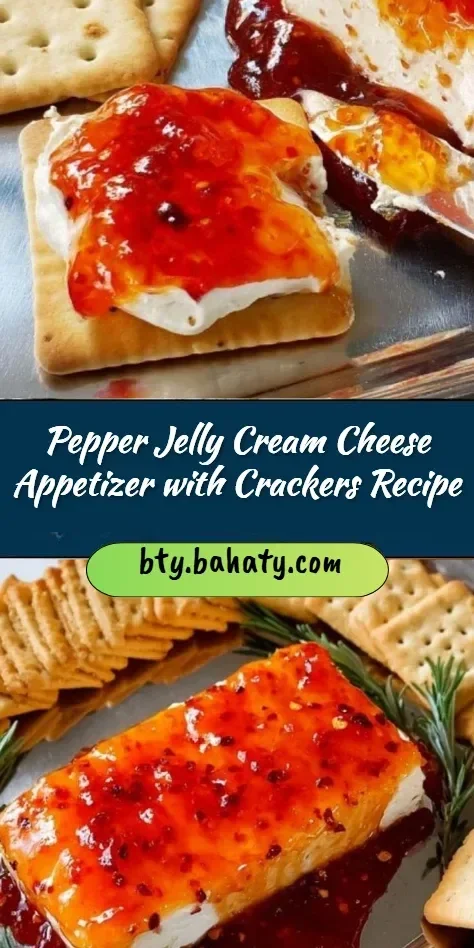 Cream cheese and pepper jelly appetizer served with crackers