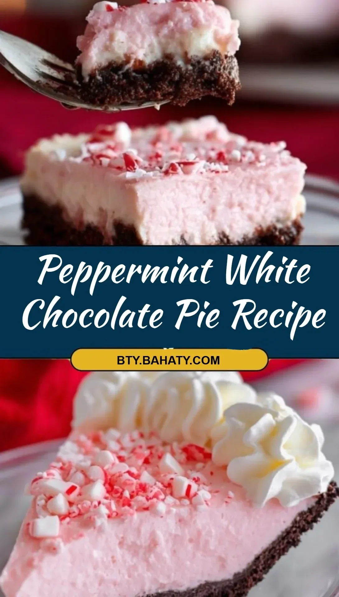 Peppermint white chocolate pie topped with whipped cream and chocolate shavings