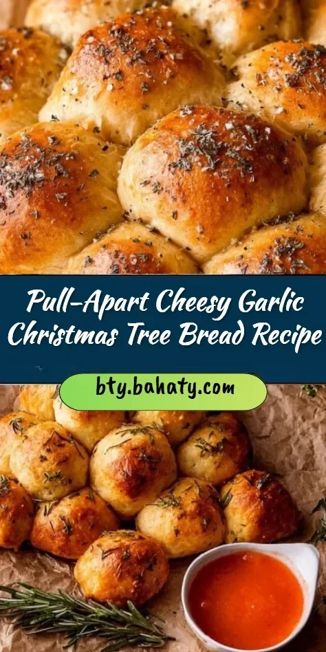 Pull-Apart Cheesy Garlic Christmas Tree Bread fresh from the oven