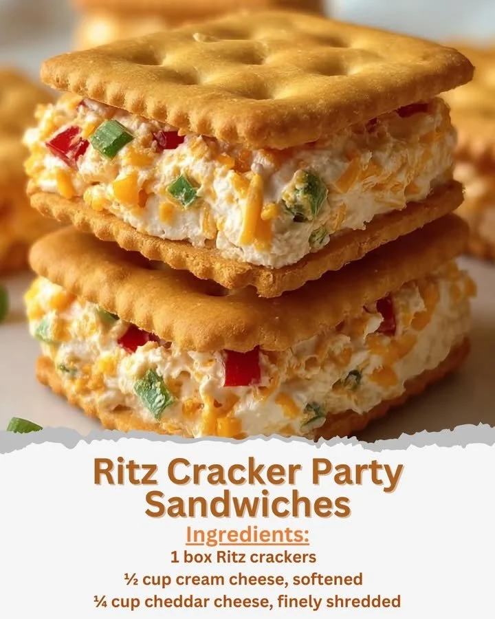 Delicious Ritz Cracker party sandwiches served on a platter for a festive gathering