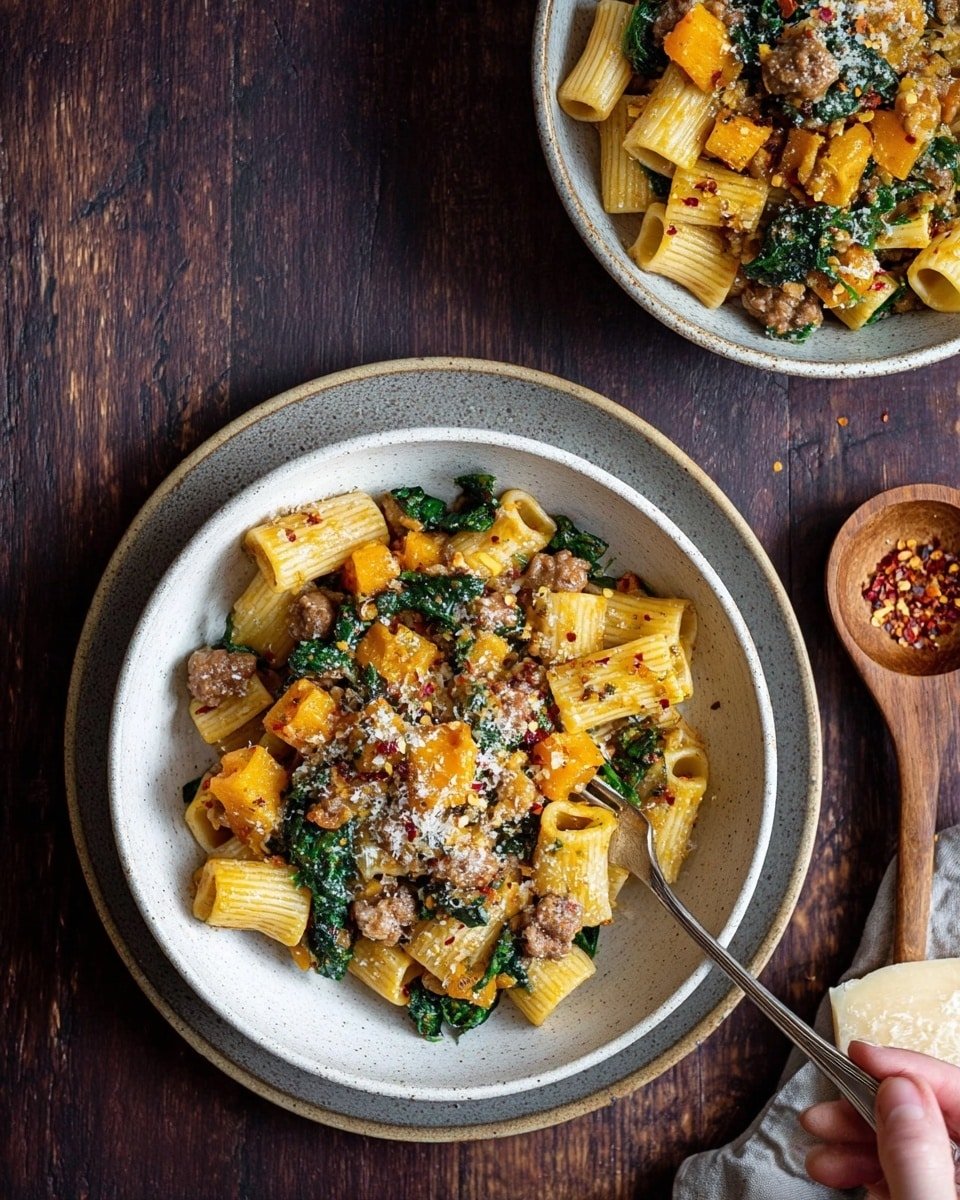 Creamy Rigatoni with Butternut Squash and Spicy Sausage Recipe