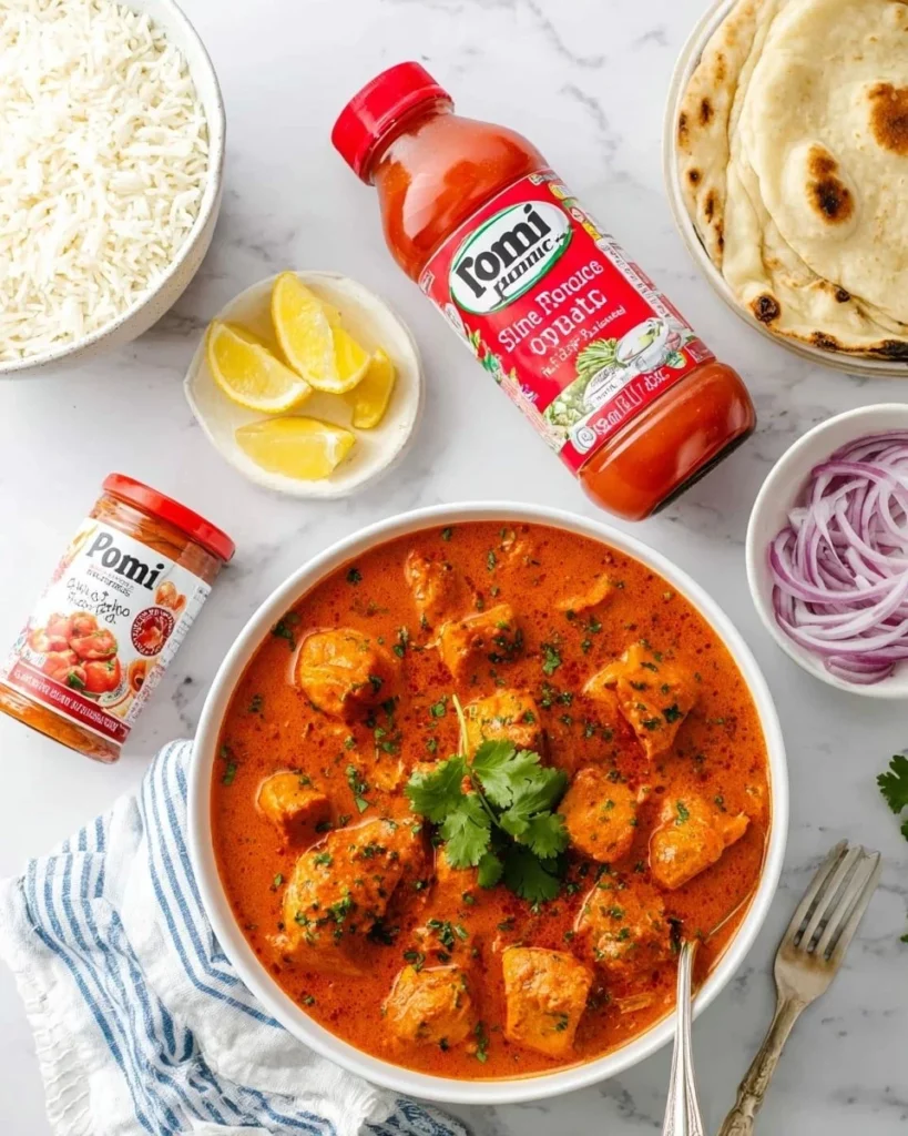 Slow cooker chicken tikka masala in a bowl, garnished with cilantro