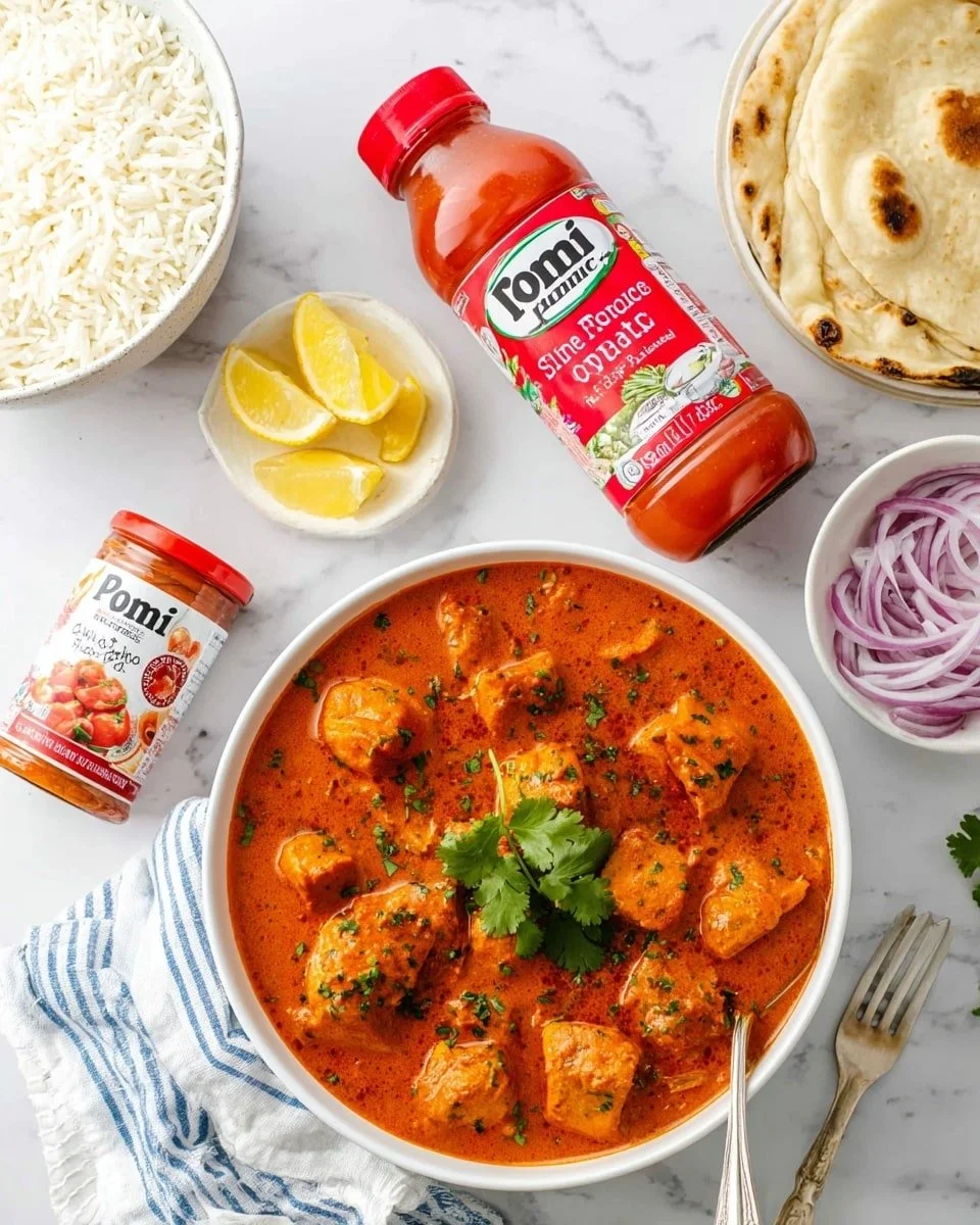 Slow cooker chicken tikka masala in a bowl, garnished with cilantro