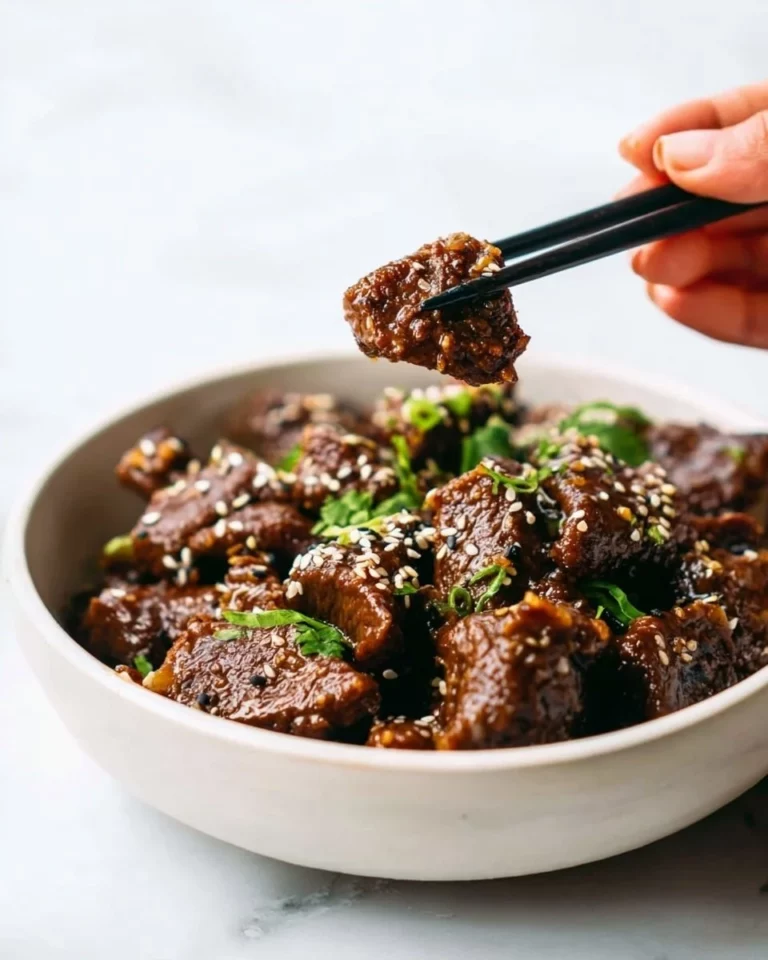 Slow Cooker Korean Beef dish garnished and served with rice and vegetables
