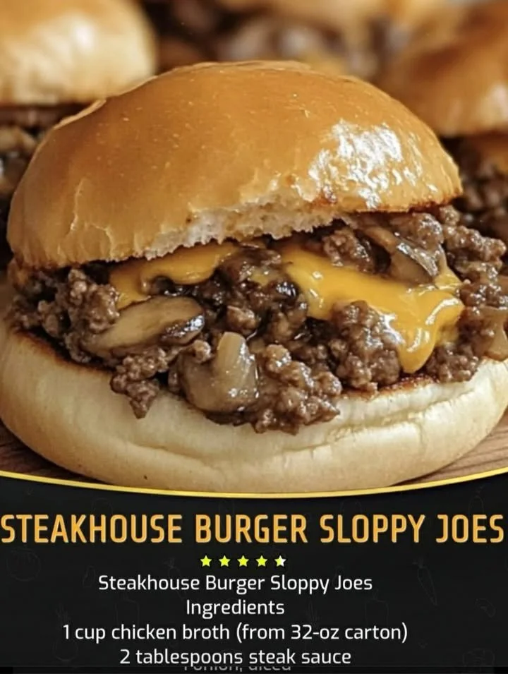 Delicious Steakhouse Burger Sloppy Joes served on a plate.