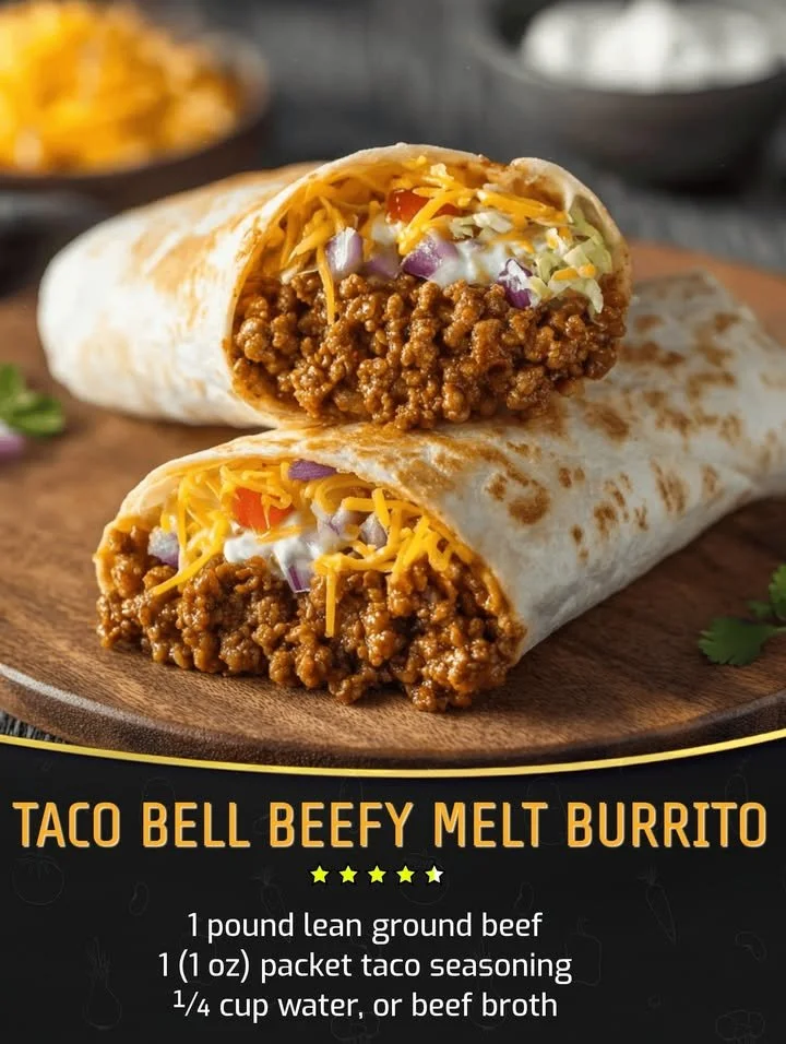 Taco Bell Hearty Melt Burrito with flavorful ingredients wrapped tightly