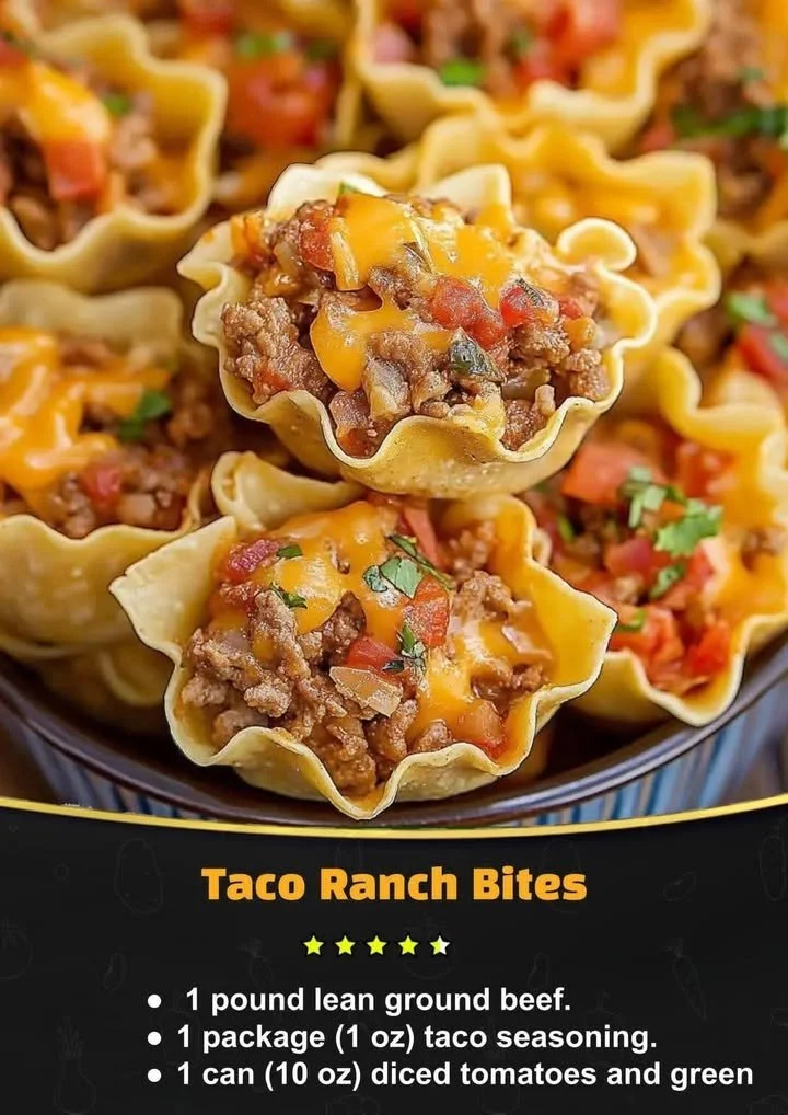 Delicious Taco Ranch Bites served on a platter with fresh toppings