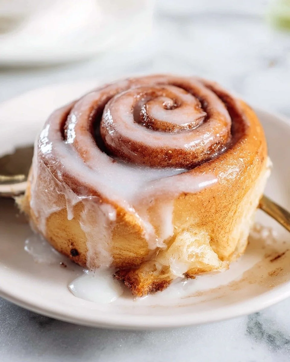 Delicious vegan cinnamon rolls with sweet icing on a plate