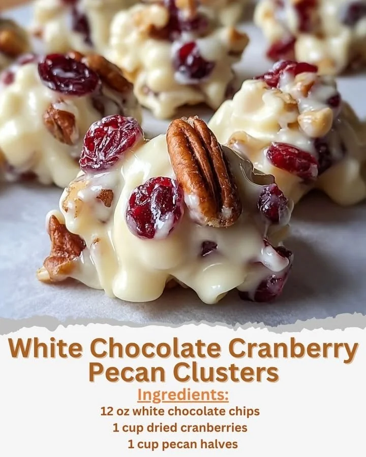 White chocolate cranberry pecan clusters treat for dessert lovers