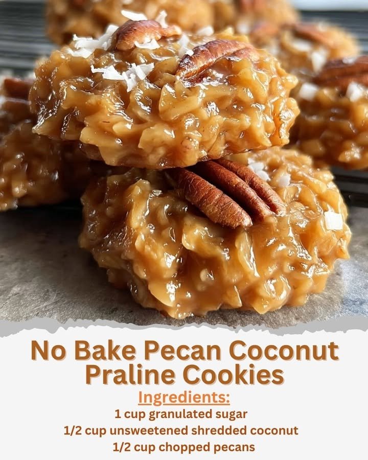 No Bake Pecan Coconut Praline Cookies