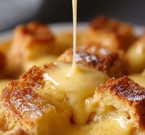 Classic Bread Pudding with Vanilla Custard