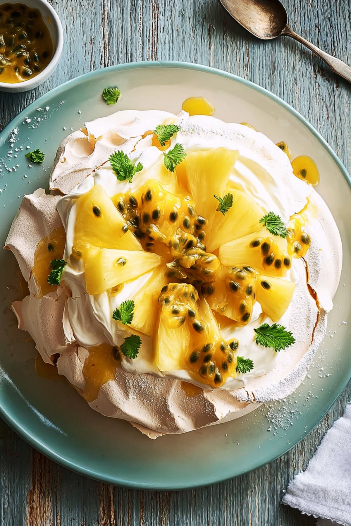 Vanilla Pavlova with Pineapple & Passion Fruit